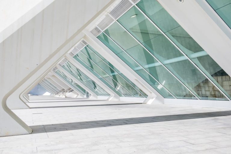 Architectural glazing along a modern commercial building façade.