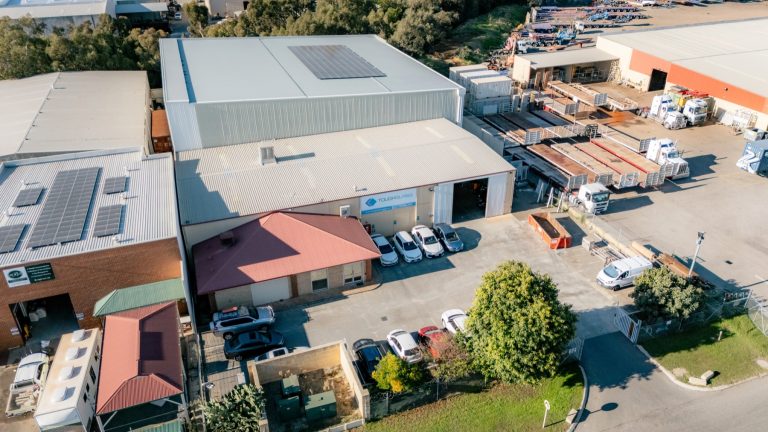 Aerial view of the Tough Glass processing facility in Wangara.