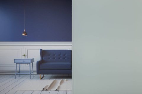 Laminated privacy glass separating a quiet interior space.