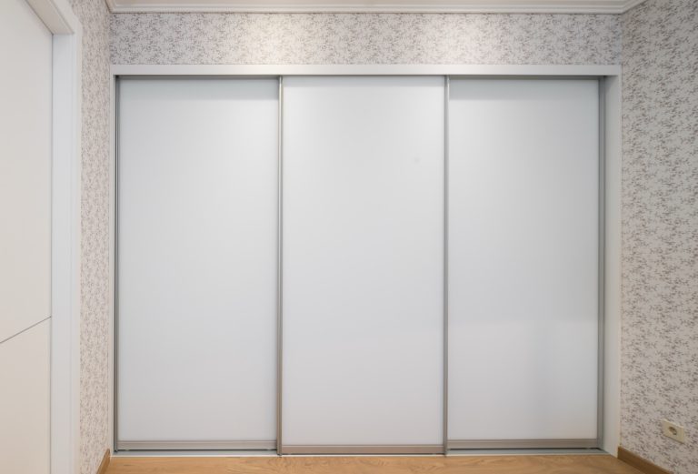 Super white vinyl backed glass sliding wardrobe doors